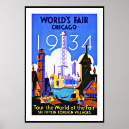 Impresión de cartel antiguo Feria Mundial Viajes C