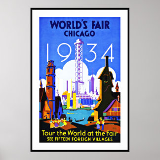 Impresión de cartel antiguo Feria Mundial Viajes C
