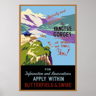 Impresión de cartel antiguo río Yangtsze Gorges