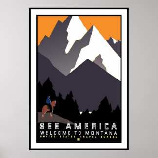 Impresión de cartel antiguo Ver América Montana