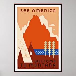 Impresión de cartel antiguo Ver América Montana gr