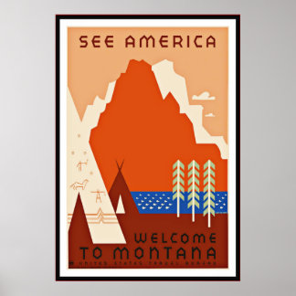 Impresión de cartel antiguo Ver América Montana gr