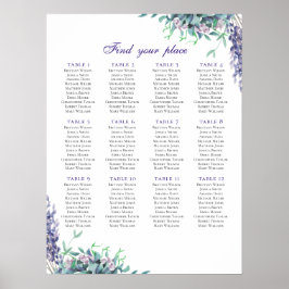 Impresión de cartel de asientos con flores púrpura