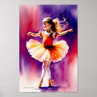 impresión de cartel de bailarina con acuarela
