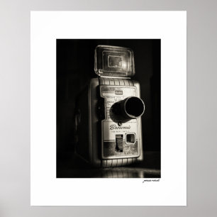 Impresión de cartel de cámara de cine de 8mm Sepia