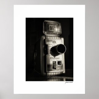 Impresión de cartel de cámara de cine de 8mm Sepia