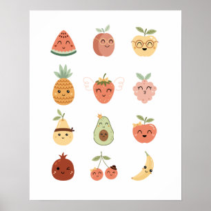 Impresión de cartel de frutas lindas