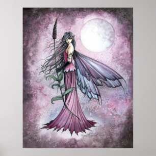 Impresión de cartel de hada de la luna de lavanda