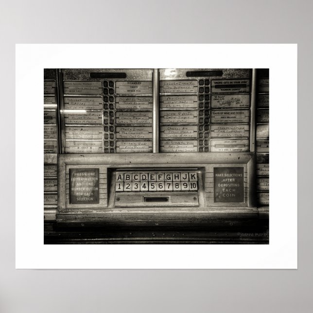 Impresión de cartel de jukebox sepia (Frente)