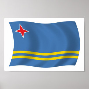 Impresión de cartel de la bandera de Aruba
