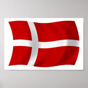 Impresión de cartel de la bandera de Dinamarca