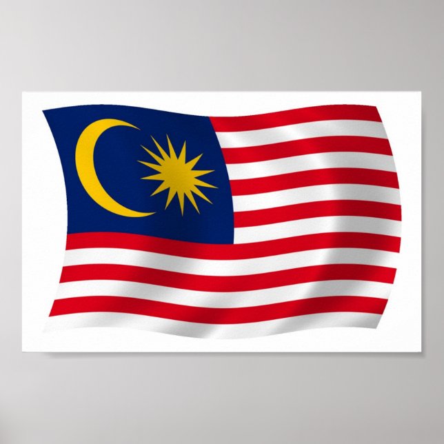 Impresión de cartel de la bandera de Malasia (Frente)