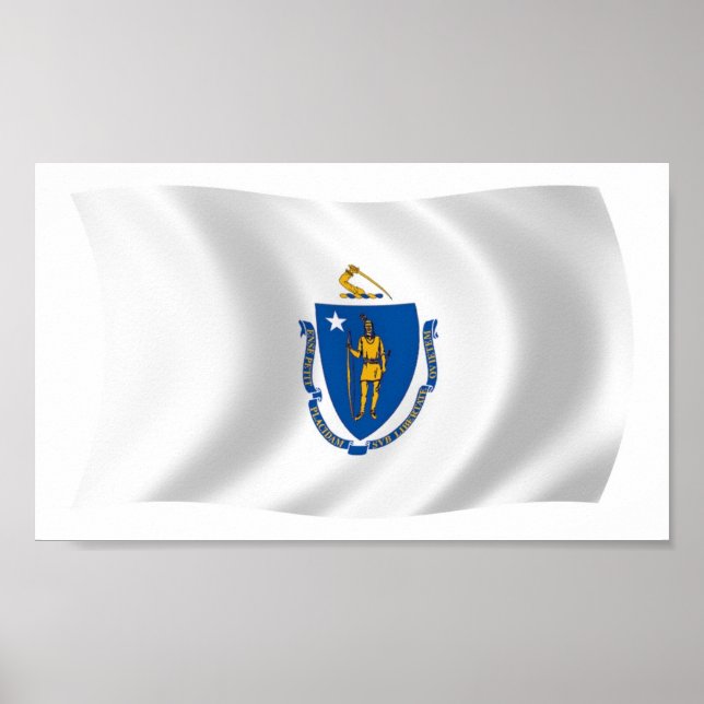 Impresión de cartel de la bandera de Massachusetts (Frente)