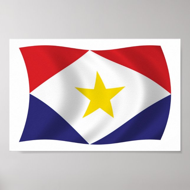 Impresión de cartel de la bandera de Saba (Frente)