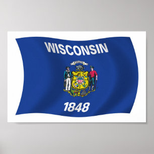 Impresión de cartel de la bandera de Wisconsin