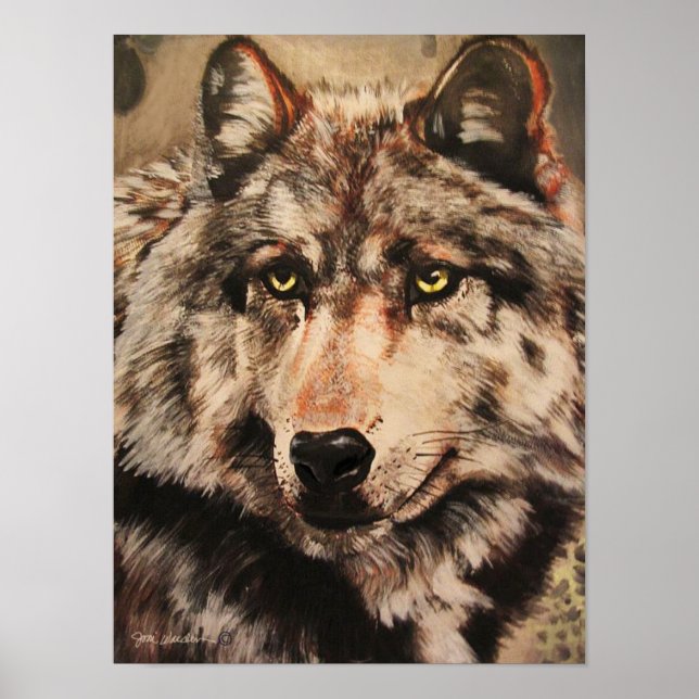 Impresión de cartel de lobo (Frente)