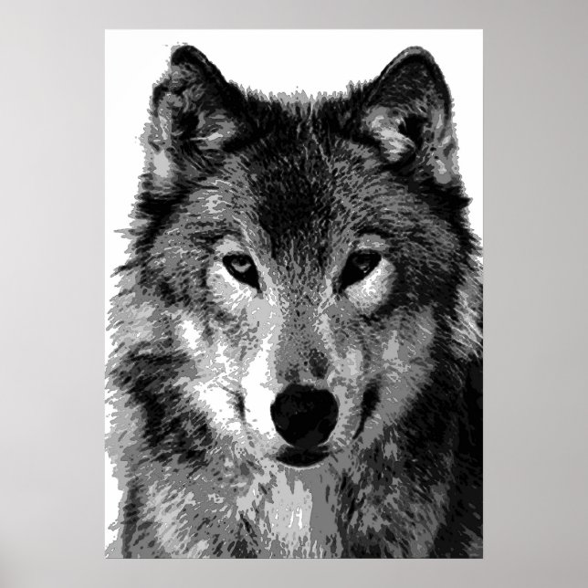 Impresión de cartel de lobo gris (Frente)