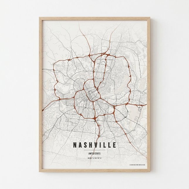 Impresión de cartel de Nashville Mapa de la ciudad (Subido por el creador)