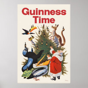 Impresión de cartel de Navidad de Guinness Vintage