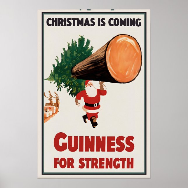 Impresión de cartel de Navidad de Santa Guinness C (Frente)