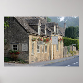 Impresión de cartel de pub de pueblo en Cotswolds