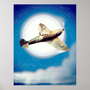 impresión de cartel de viaje de avión Spitfire