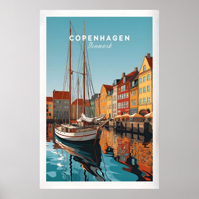 Impresión de cartel de viaje de Copenhague (Frente)