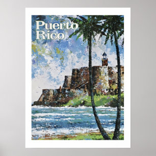 Impresión de cartel de viaje de fuerte de Puerto R