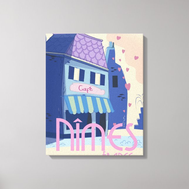 Impresión de cartel de viaje de Nîmes Francia. (Anverso)