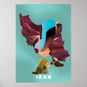 Impresión de cartel de viaje ilustrado de Irán