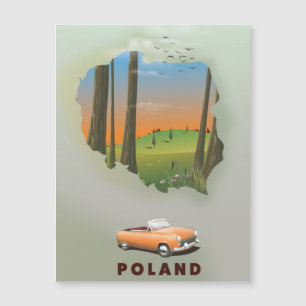Impresión de cartel de viaje ilustrado de Polonia.