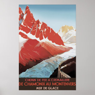 Impresión de cartel de viaje vintage Chamonix Mont