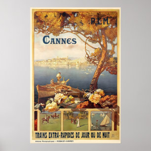 Impresión de cartel de viaje vintage de Cannes Fra