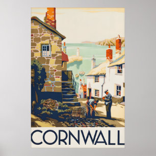 Impresión de cartel de viaje vintage de Cornualles