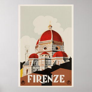 Impresión de cartel de viaje vintage de Florencia 