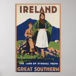 Impresión de cartel de viaje vintage de Irlanda
