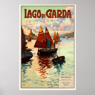 Impresión de cartel de viaje vintage del lago de G