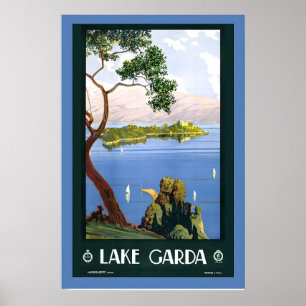 Impresión de cartel de viaje vintage del lago de G