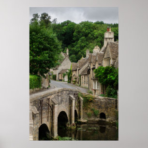 Impresión de cartel del pueblo de Castle Combe en 