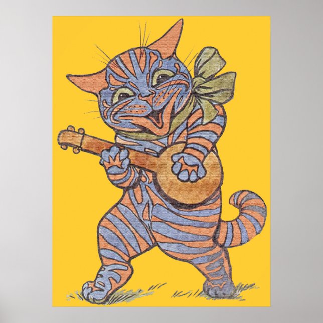Impresión de cartel musical de gato vintage (Frente)