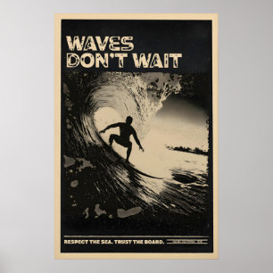 Impresión de cartel retro de surf de California Su