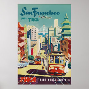 Impresión de cartel vintage de viaje a San Francis