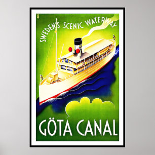 Impresión de cartel vintage Gota Canal Suecia vía 