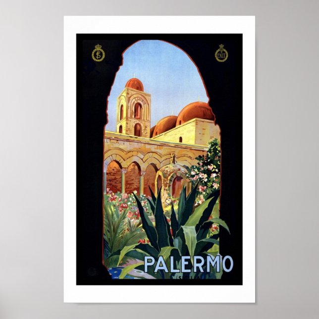Impresión de cartel vintage Palermo Sicilia (Frente)