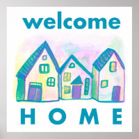 Impresión de casas coloridas de bienvenida