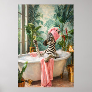 Impresión de cebra bañándose, Arte de pared de spa