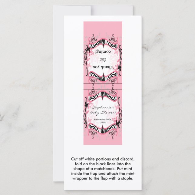 Impresión de cebra de mariposa de 25 Mint Matchboo (Anverso)