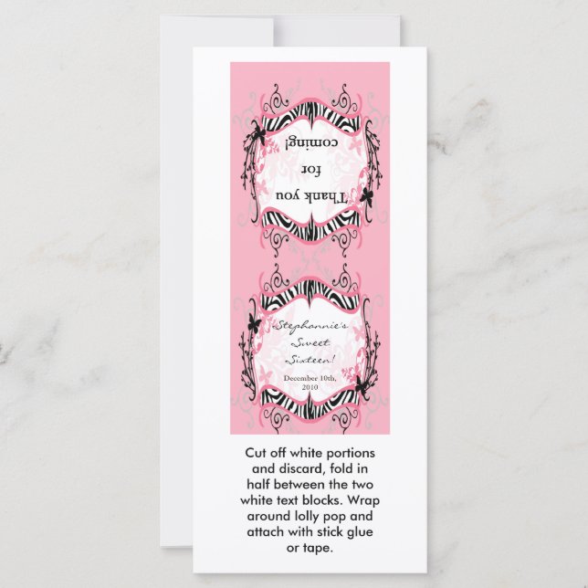 Impresión de cebra de mariposa de flor de 25 Lolli (Anverso)