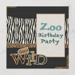 Impresión de cebra Safari Zoo Invitación a fiesta 