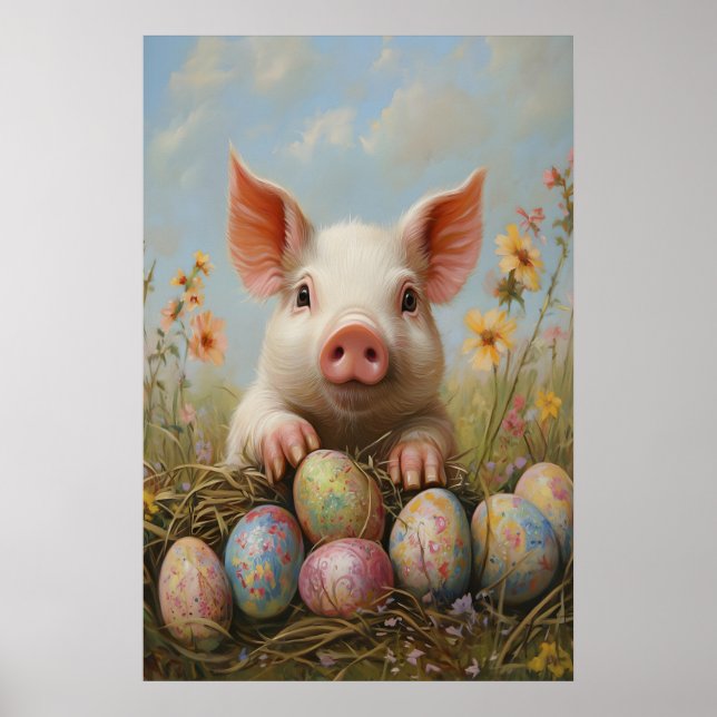 Impresión de cerdo de Pascua, guardería pastel de  (Frente)